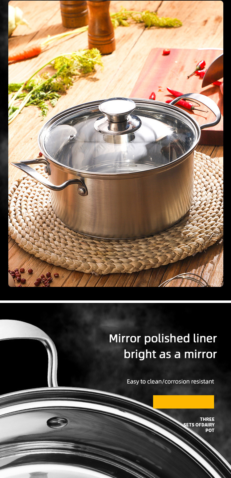 OEM/ODM Kitchen Cookware Cooking Soup Pot Set Stainless Steel Ollas Cookware Sets With Glass Lid