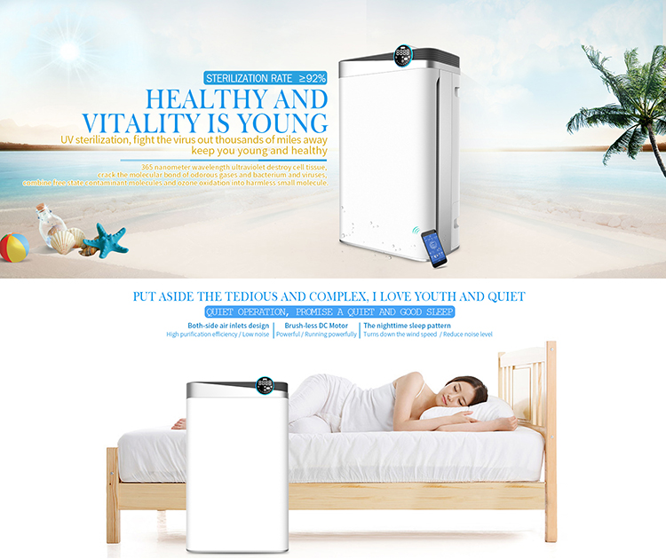 HOMEFISH HEPA UV Air Purifier With Odor Sensor 488m3/H