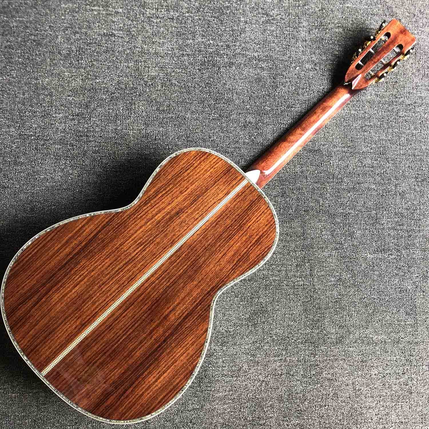 Custom 39 Inch Round Corner 6 Xuan OOO45S Spruce Korean Pine Panel Rosewood Ebony Fingerboard Abalone Shell Inlay Edge A