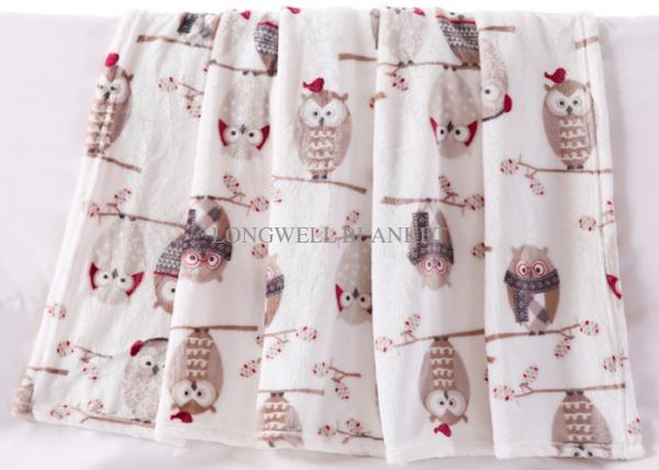 Lovely Rotary Printing Children Flannel Blanket , Owl Printed Flannel Bed