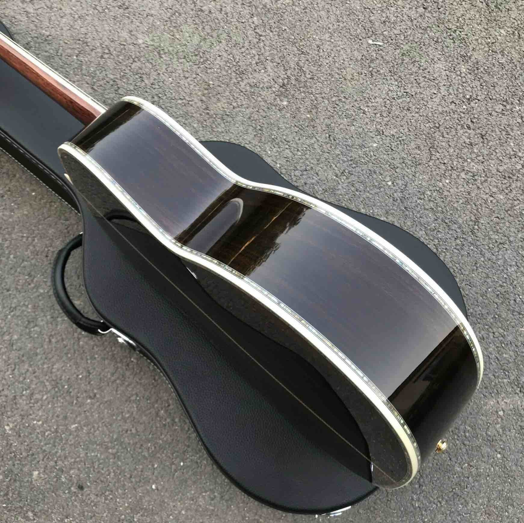 Custom Solid Spruce Top Abalone Ebony Fingerboard OOO Style Acoustic Guitar in Natural