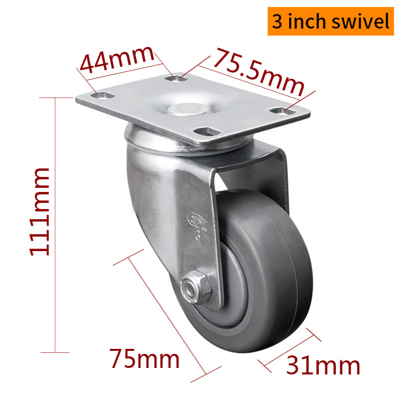 EDL Medium Duty Zinc Coating 3inch 110kg Plate TPE Caster by Rigid, Swivel and Brake type 5713P-57