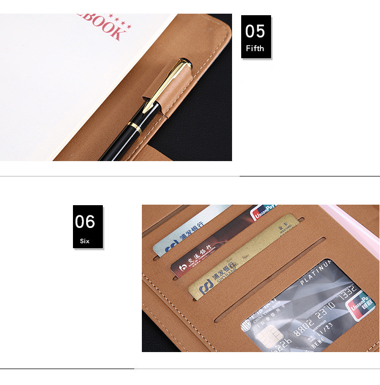Simple Business Leather Notebook Gift Set with 5 Loose-leaf Notebook and Diary Notebook
