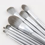 Vegan Makeup Brush 9PCS Silver Wooden Handle Face Makeup Brushes