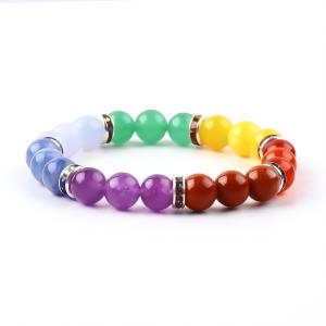 Quality 4mm/6mm/8mm/12mm Handmade Crystal 7 Chakra Bracelet Length 18cm wholesale