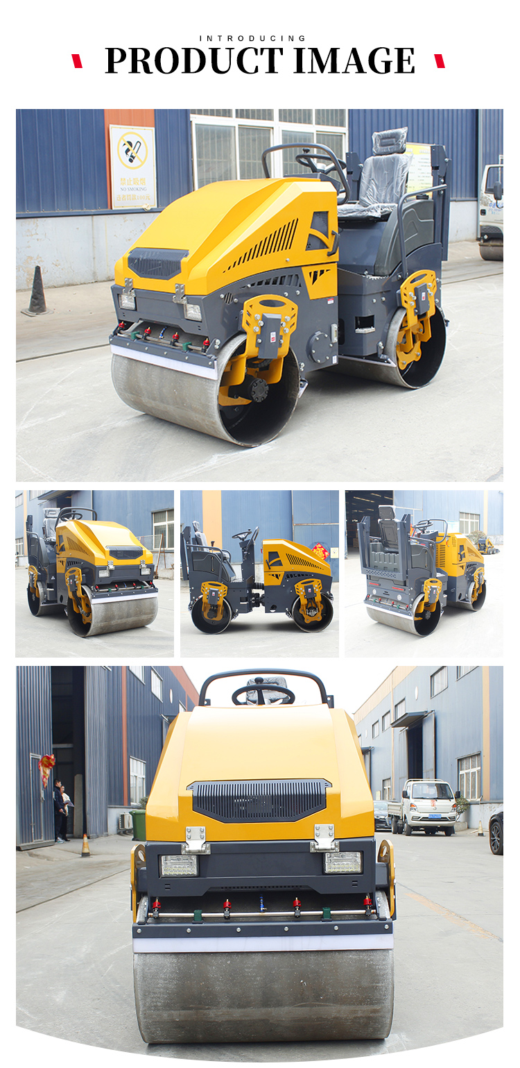 Top-Rated 1t 2t 3t 4t 6t 8t 10t Double Drum Roller Compactor with HYDAC Hydraulic Valve