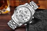 White Dial Mens Mechanical Watches Stainless Steel Mechanical Watch