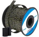 Black And Yellow Flexible PET Expandable Braided Sleeving Abrasion Resistant