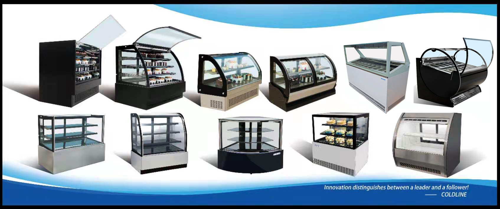 Luxury refrigerated cake display case for bakery shop with CE/ETL