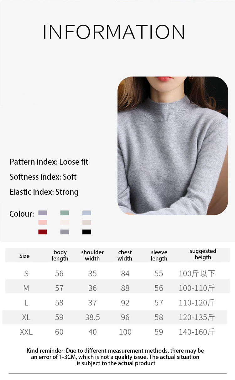 Occasion Daily Wear Sweater Free Shipping Easy Returns Worldwide Half high collar ribbed knitted sweater for women