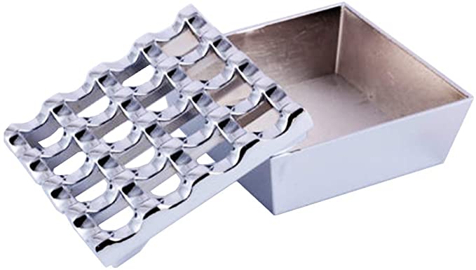 Novelty 16 Grids Stainless Steel Square Cigarette Ashtray