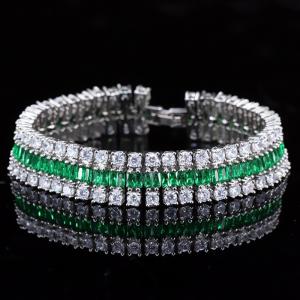Quality Summer Cute Crystal Bracele Jewelry Cluster Colorful CZ Stone Bracelet SIlver Plated Bracelet for Women Banquet Dinner wholesale