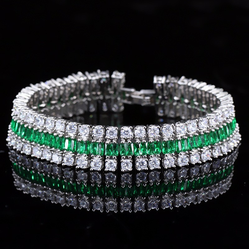 Summer Cute Crystal Bracele Jewelry Cluster Colorful CZ Stone Bracelet SIlver Plated Bracelet for Women Banquet Dinner