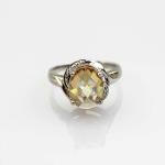 Fashion Jewelry 925 Silver 8mmx10mm Oval Citrine Cubic Zircon Ring (R131)
