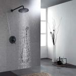 Bathroom accessories faucets set shower rainfall duschkopf black waterfall