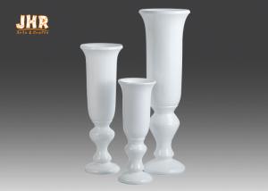 Quality Indoor Shiny White Fiberglass Planters Floor Vases Cup Shape Large Pots wholesale
