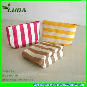 Quality LUDA Striped Straw Clutch Paper Straw Cosmetic Bag wholesale