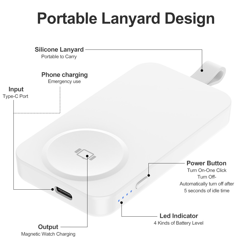 Magnetic Wireless Charging Power Bank With LED Indicator For IWatch Charging