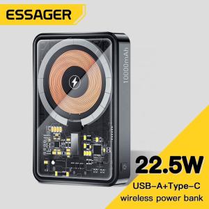 Quality Transparent Black Magnetic Wireless Charging Power Bank 10000mAh 15W wholesale