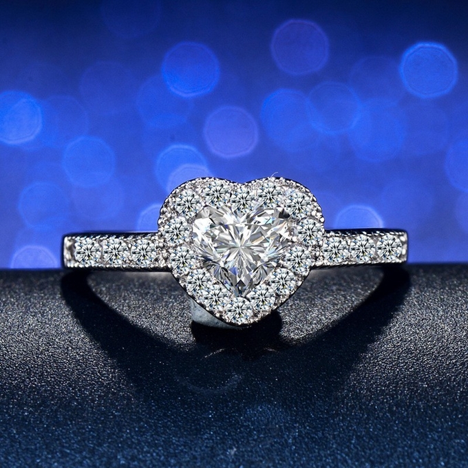 Luxury Princess Heart Shape Ring Cubic Zircon Wedding Rings for Women New Design Engagement Fashion Ring Jewelry