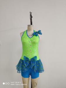 Quality Green And Blue Show Dance Wear Pattern Performance Clothing wholesale