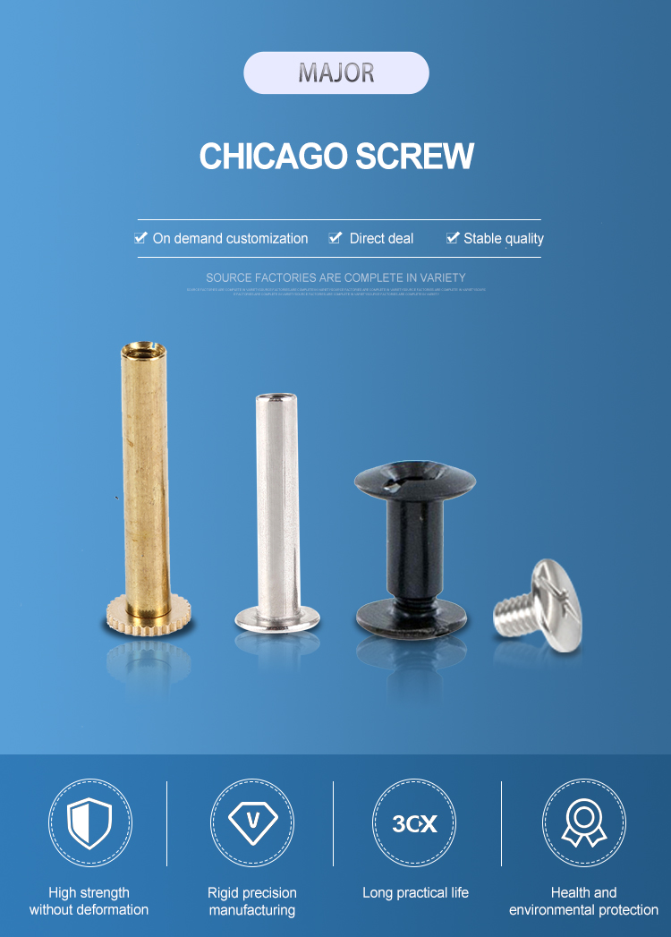 Customized Stainless Steel Pan Head Chicago Screw for Leather Belt and Book Binding