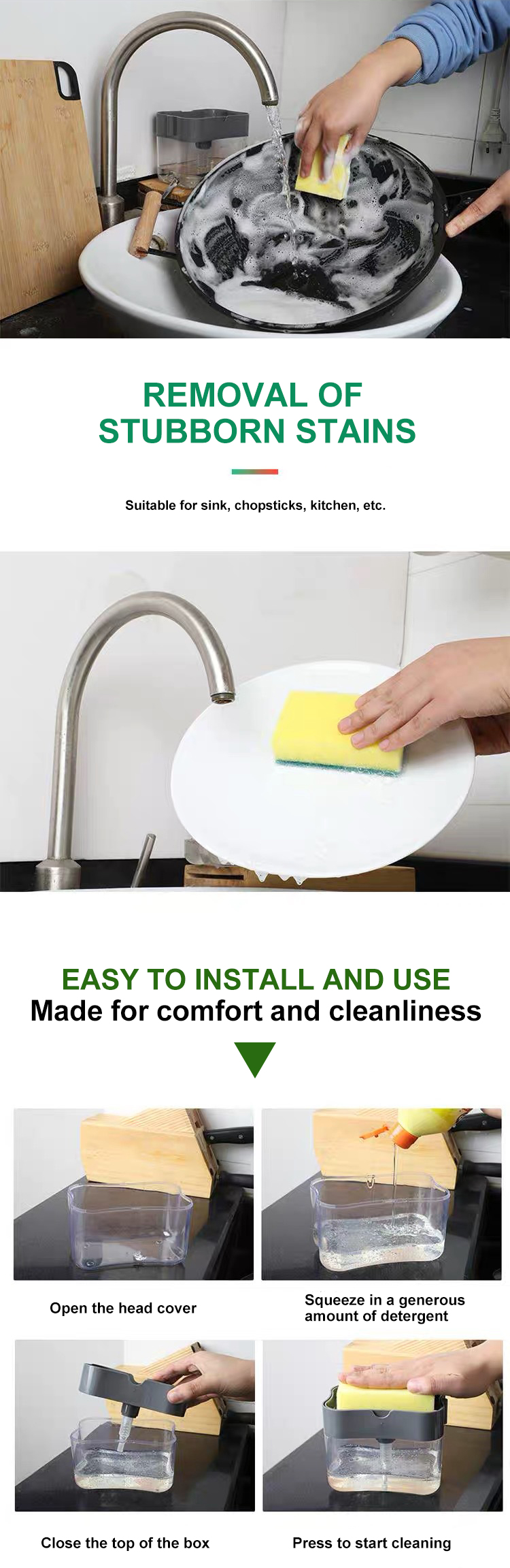 Unbreakable ABS 2 In 1 Dishwasher Soap Dispenser Box