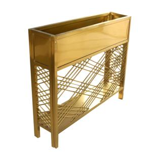 Quality Rectangular stainless steel material golden stand flower pot decoration for wedding wholesale