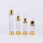 Plastic Clear White Silver Overcap Airless Cosmetic Bottles Packaging For Lotion