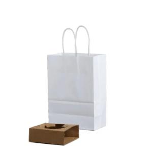 Quality Eco Friendly Recyclable White Small Paper Bag With Handles For Retail And Grocery wholesale