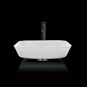 Quality 12mm Countertop Vanity Sinks Crystal Square Vessel Bathroom Scratch Resistant White wholesale