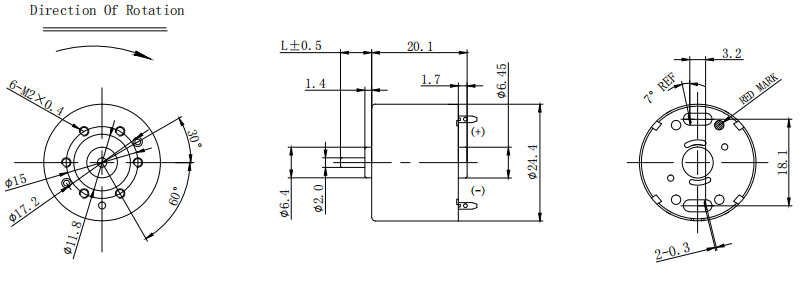 RF-310TA-11400 Miniature DC Motors 24.4cm Diameter 2.5V 2800Rpm For Aerosol Dispenser