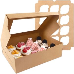 Quality Food Industry Brown Kraft Paper 12 Count Bakery Carrier Box for Muffins Pastries Cupcake wholesale