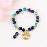 Healing Natural Crystal 8mm Rainbow Tiger Eye Tree Of Life Bead Bracelet For