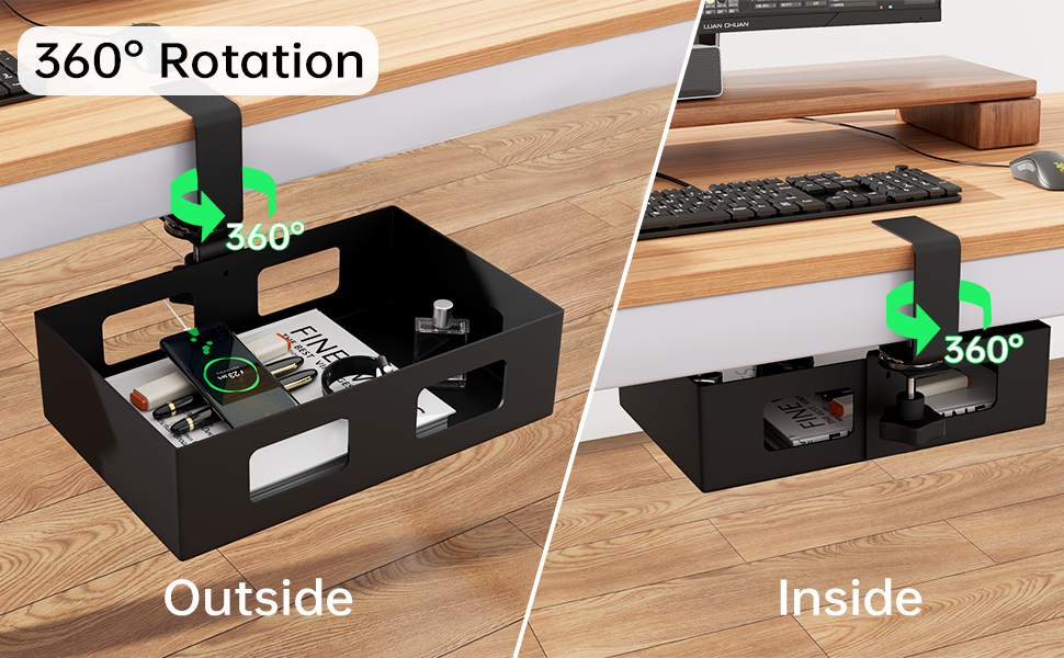 Organize Your Workstation with Cable Management Tray and Under Desk Swivel Organizer