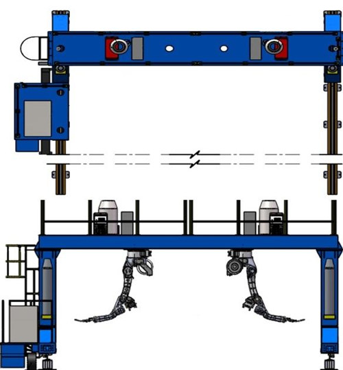 Intelligent Welding Robot System With Gantry 7th 8th 9th Axis 2 Robots Smart Vision Welding For Steel Structur