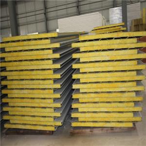 Quality 1150-50-0.6mm galvanized steel up and 0.326mm geywhite down glass wool sandwich panel wholesale
