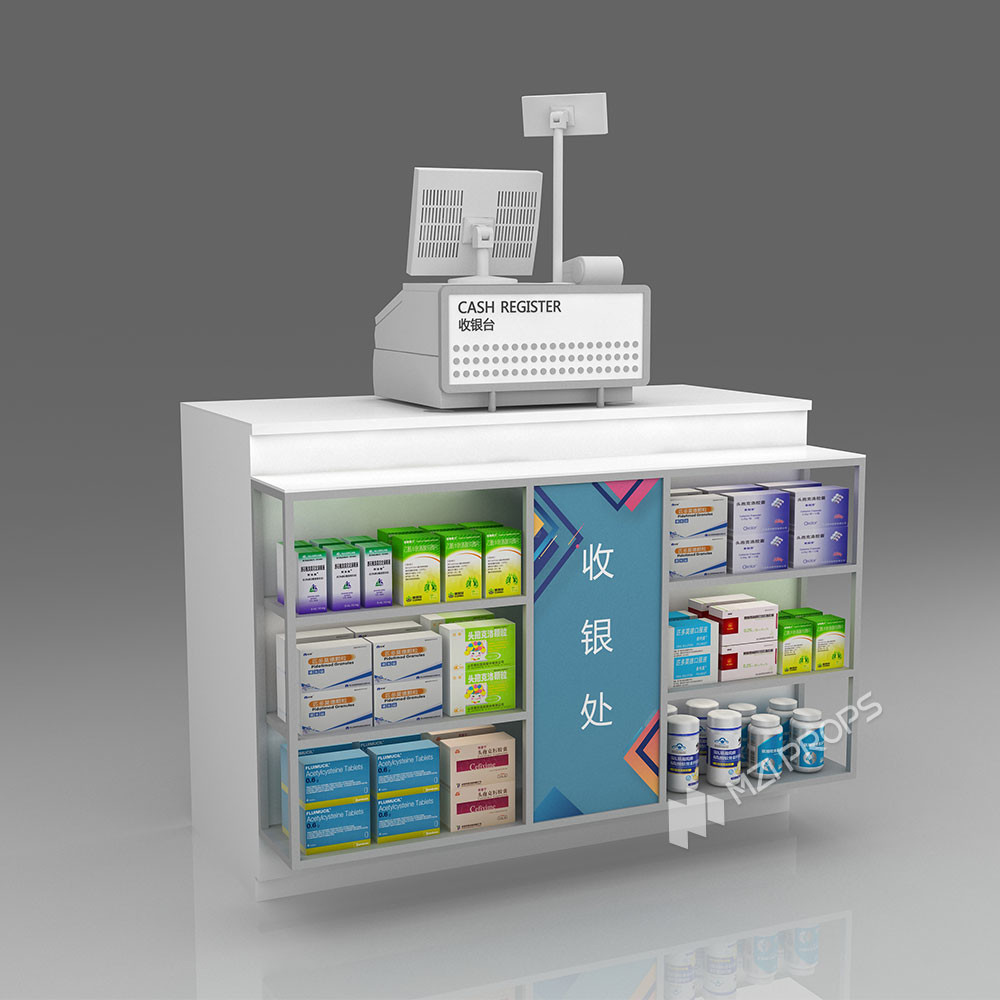 JYaS-YS-04 Professional Medical Style Health Supplement Zones Cash Register with White Glossy Boards and Secure Locking Mechanism