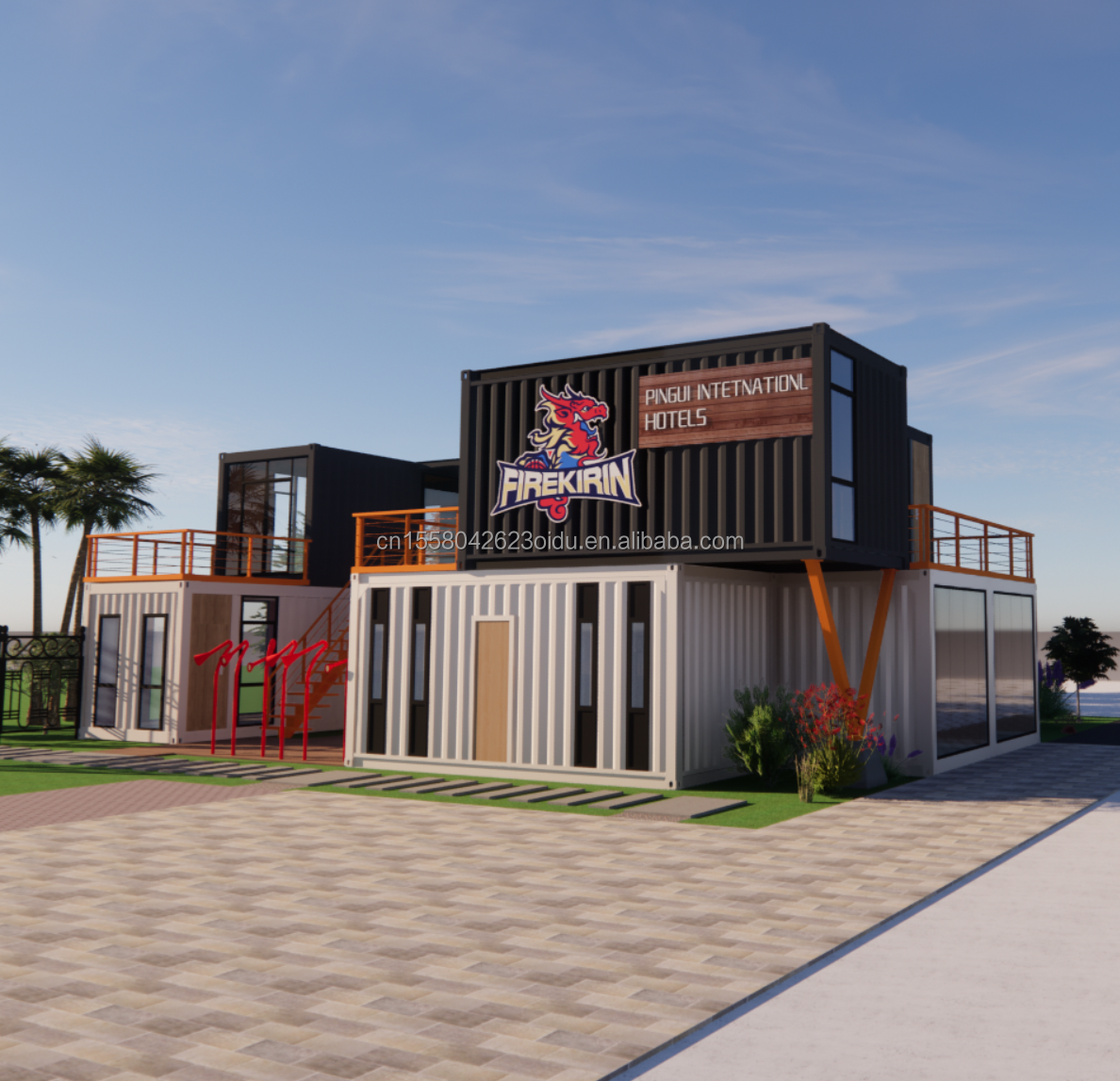 EU 20ft Container Combination Hotel Mobile Wooden House Modern Simple Style Galvanized Steel Bending 180g Steel Frame