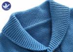 Soft Shawl Collar Kids Knitted Cardigan , Boys Blue Cardigan Sweater Fake Horn