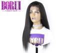 Yaki Straight Full Lace Human Hair Wig Pre Plucked Hairline Glueless Brazilian