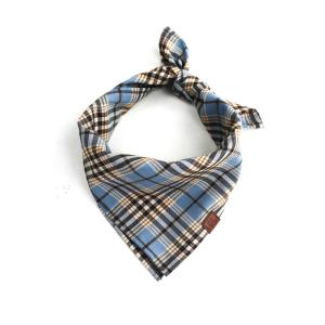 Quality Blue Dog Scarf Collar Puppy Bandana Collar Plaid Cotton wholesale