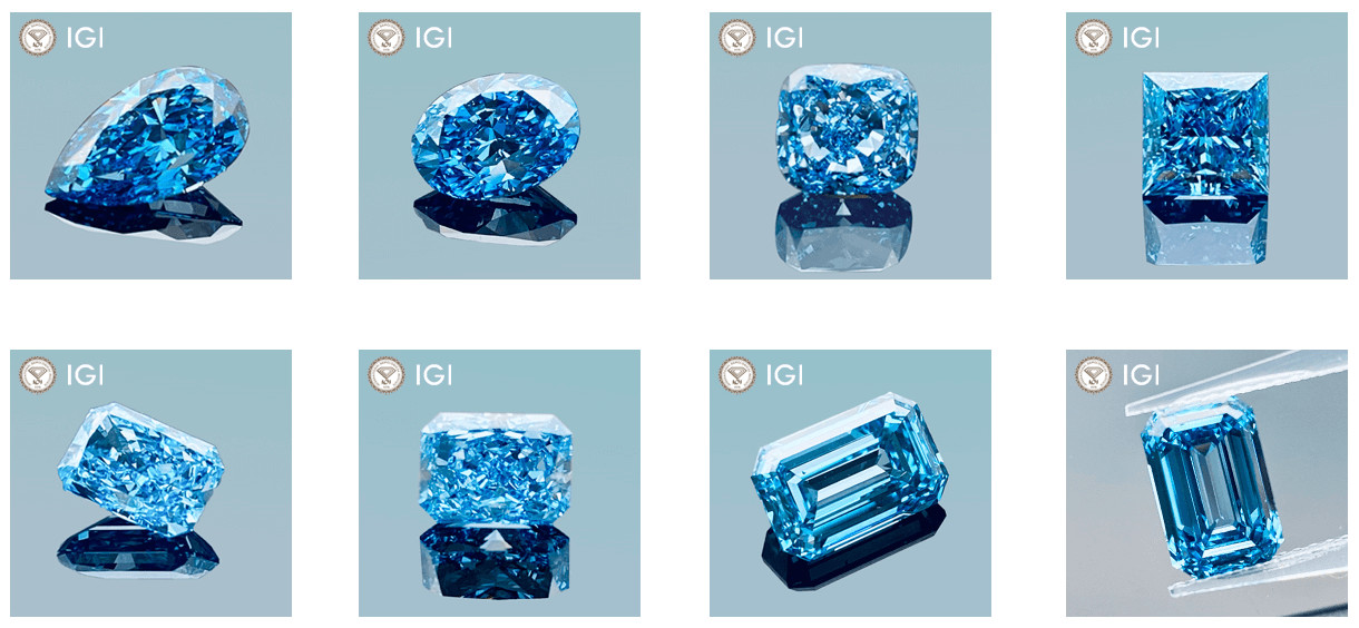 IGI Certified Fancy Vivid Blue Synthetic CVD Diamond Pear Shape 3.64ct