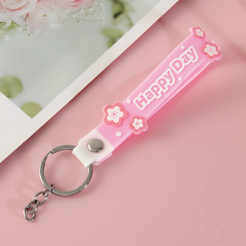 Cute Cartoon Keychain Charms For Girls And Boys , Bpa Free Customized Silicone Keychain Wristband