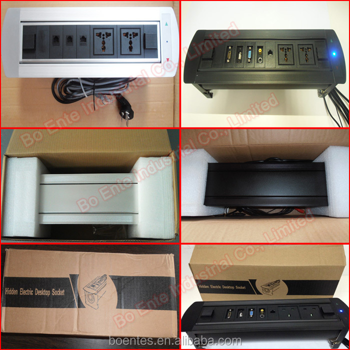 Electric Office Power Data Outlet Box/CE Approved H-DMI Motorized Pop Up Outlet
