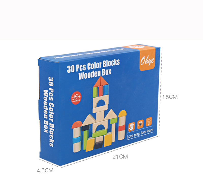 Big 15cm Castle Wooden Building Blocks Toy Stacking 30 Pieces