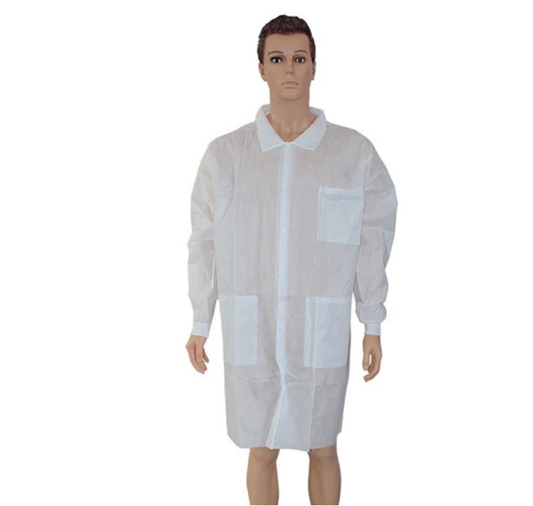 25GSM PP Nonwoven Disposable Lab Gown With Hook And Loop