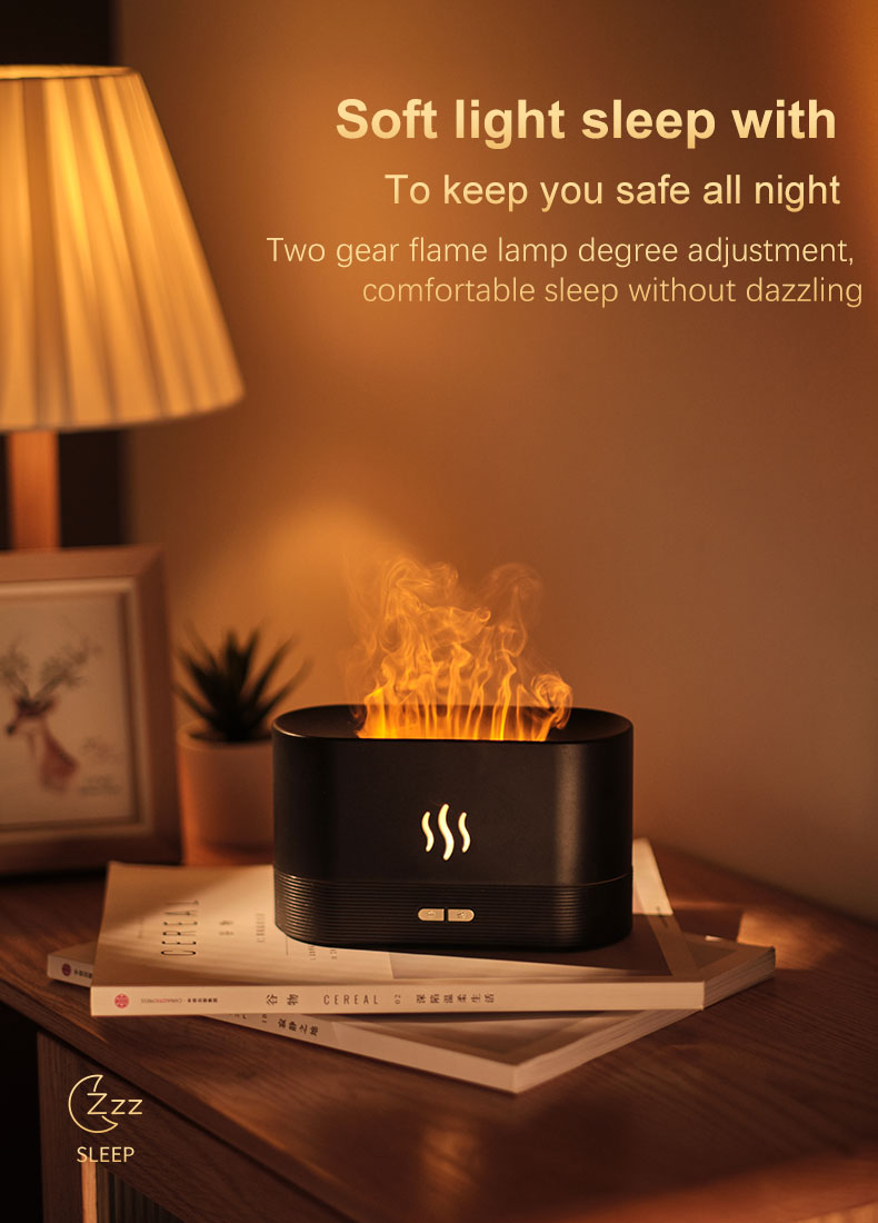 Homefish 2022 Newest Fire Diffuser Ultrasonic 180ml Oil Diffus Essenti Oil Aroma Diffuser Humidifier Flam