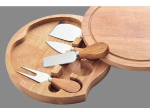 Quality Round Bamboo Swiveling Cheese Board And Knife Set Housewarming Gift wholesale