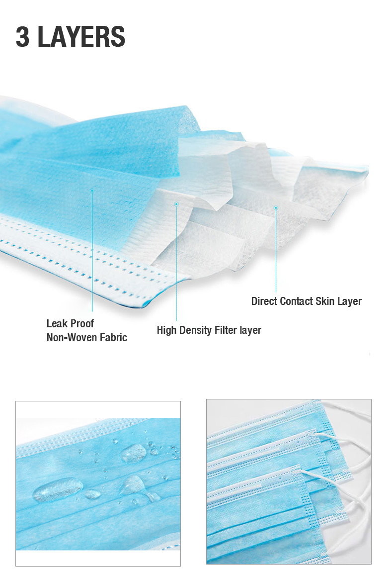 Ear Loop Children's Disposable Face Masks Blue Color With High Filtration Capacity